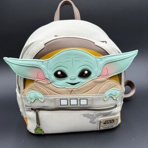 Star Wars Loungefly Baby Yoda Mini Backpack With Faux Leather & Appliqué Design